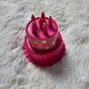 Boley? Doll Cake Birthday Celebration Food Accesory Pink Candles Polka Dot